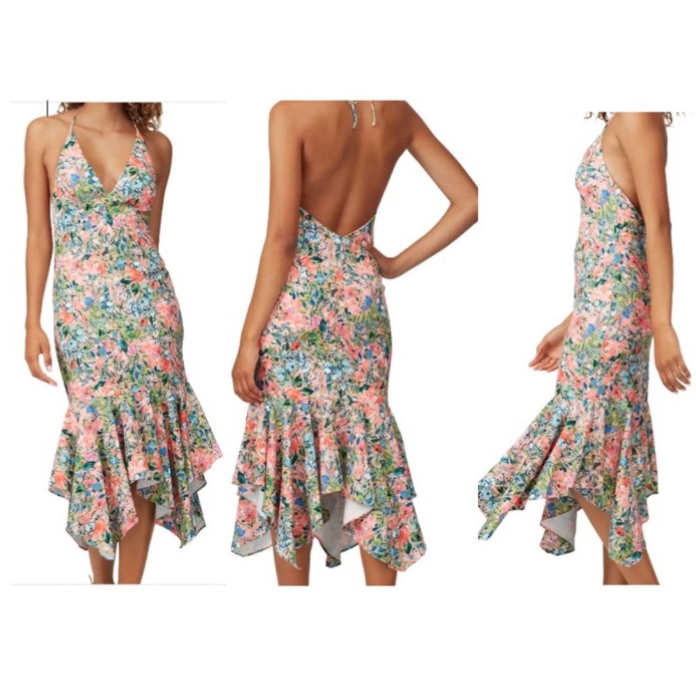 Aidan by Aidan Mattox Printed Crepe Midi Dress